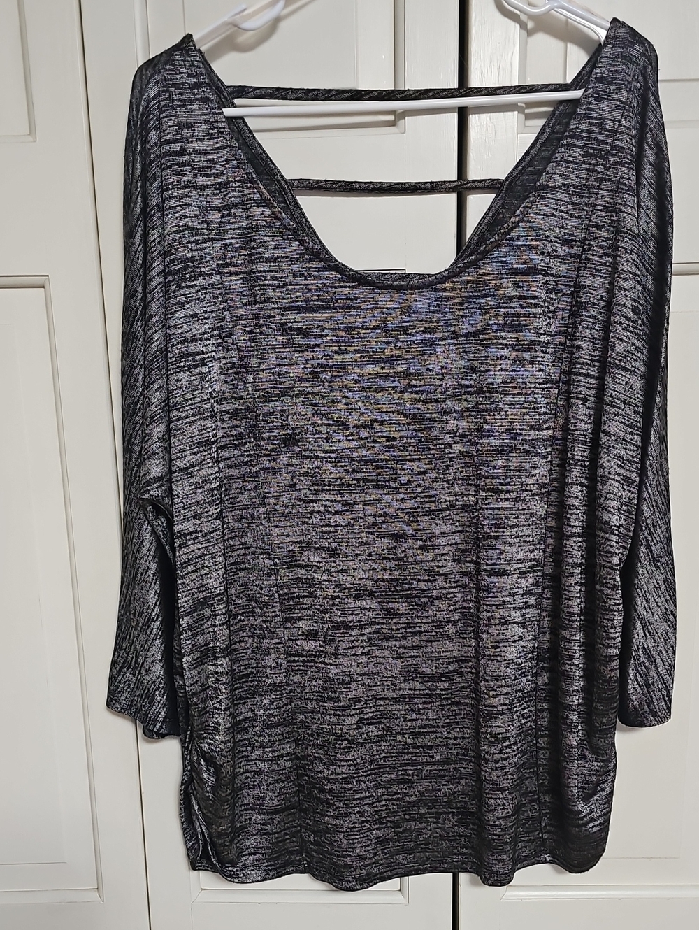 Faded Glory Black Heather Scoop Back Long Sleeve Top